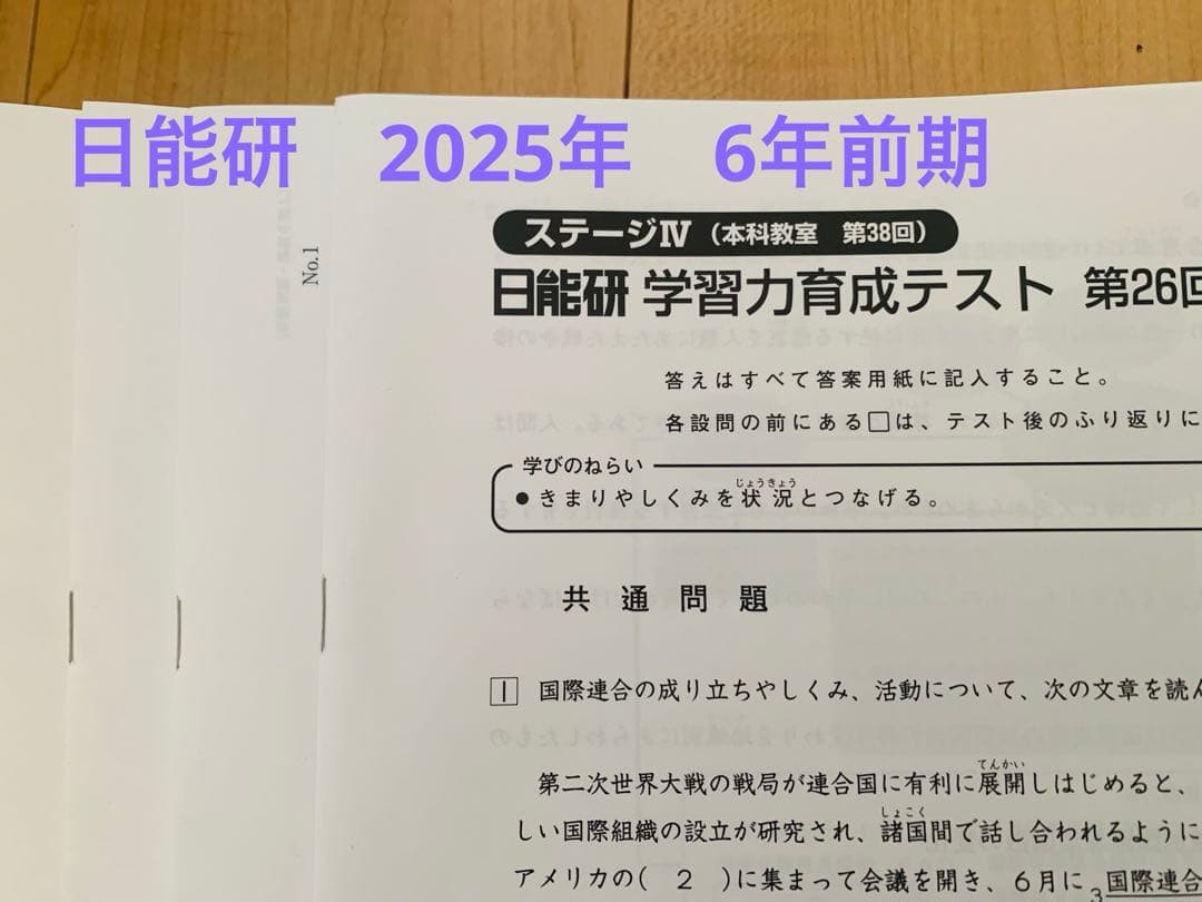 2025年　日能研学習力育成テスト6年前期　全16回　春期講習テスト　1回 日能研 学習力育成テスト 6年 2025年 3月分 - メルカリ