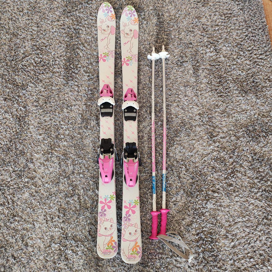 ディズニー マリー デザイン スキー板とポール セット 子供 キッズ
