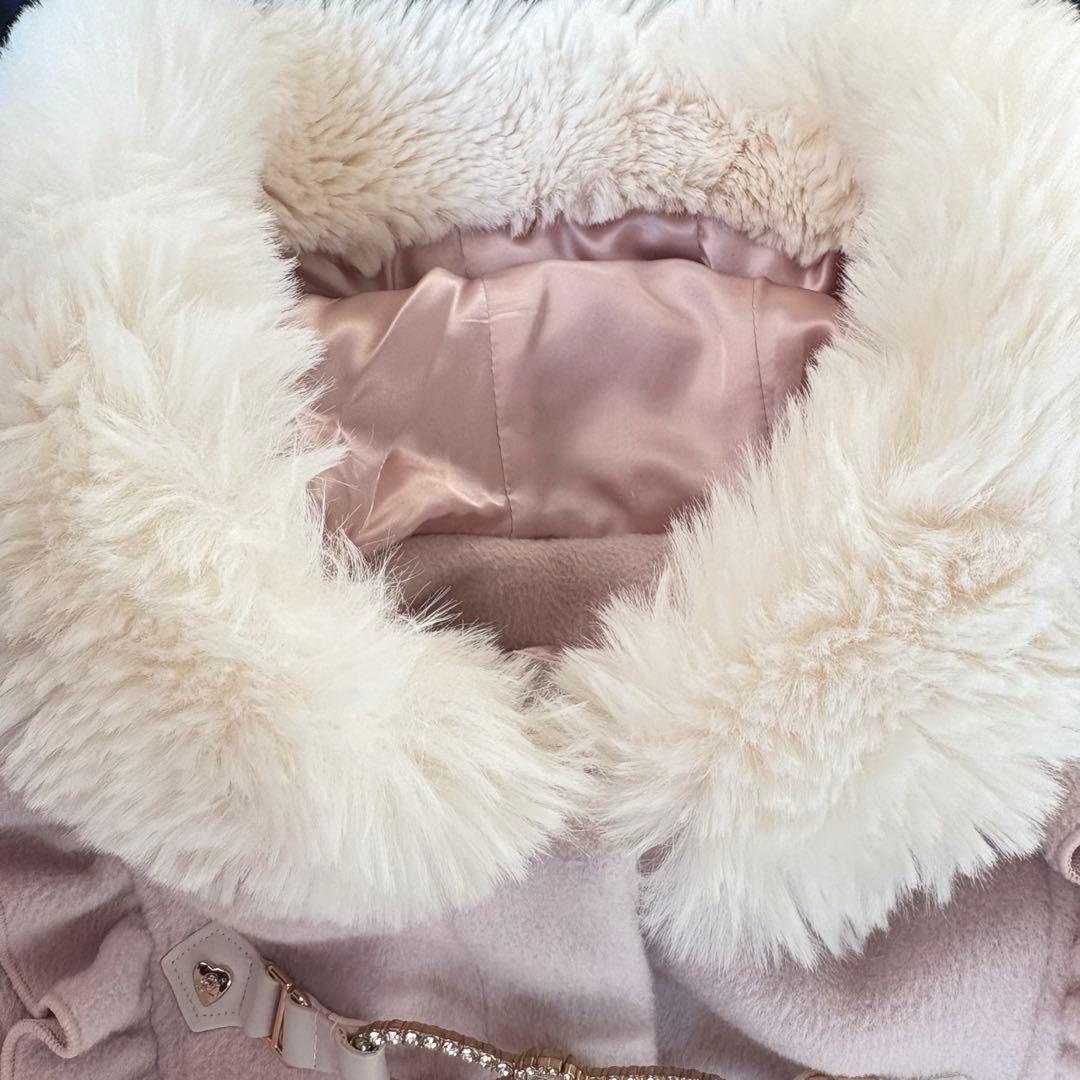 未使用級 LIZLISA ビジューリボンショートフードコートピンク