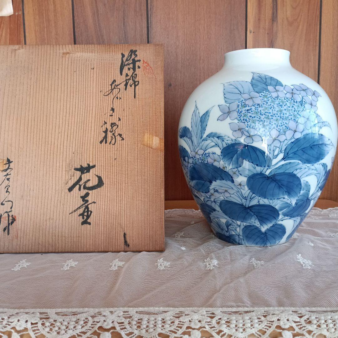 有田肥前焼 文右衛門作 染錦あじさい花瓶 - メルカリ