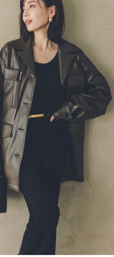 アニュアンス anuans ヴィーガンレザーオーバージャケット - メルカリ