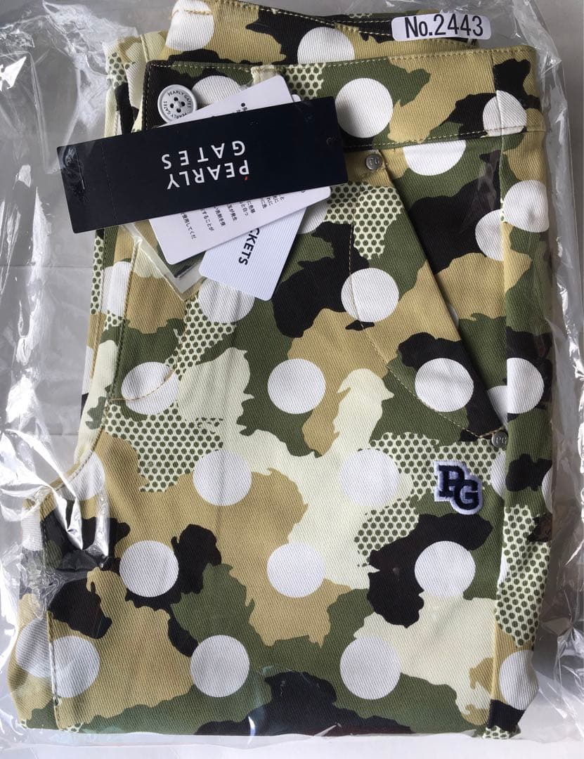 PEARLY GATES】レディース ドットカモ柄ストレッチロングパンツ0番S