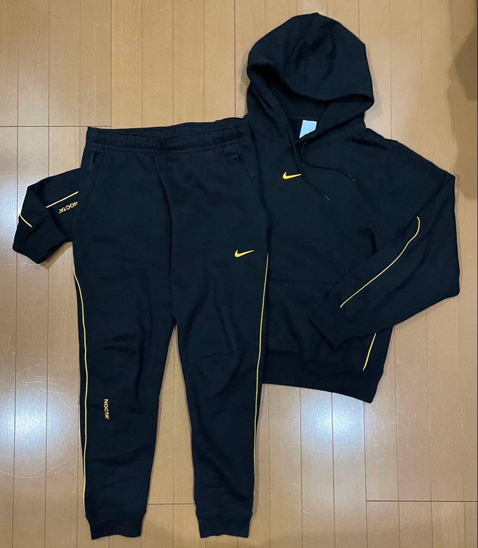 NIKE NOCTA Sセットアップ　パーカー×パンツ　ブラック × イエロー セットアップ Nike x Drake NOCTA パーカー トラックパンツ (Nike