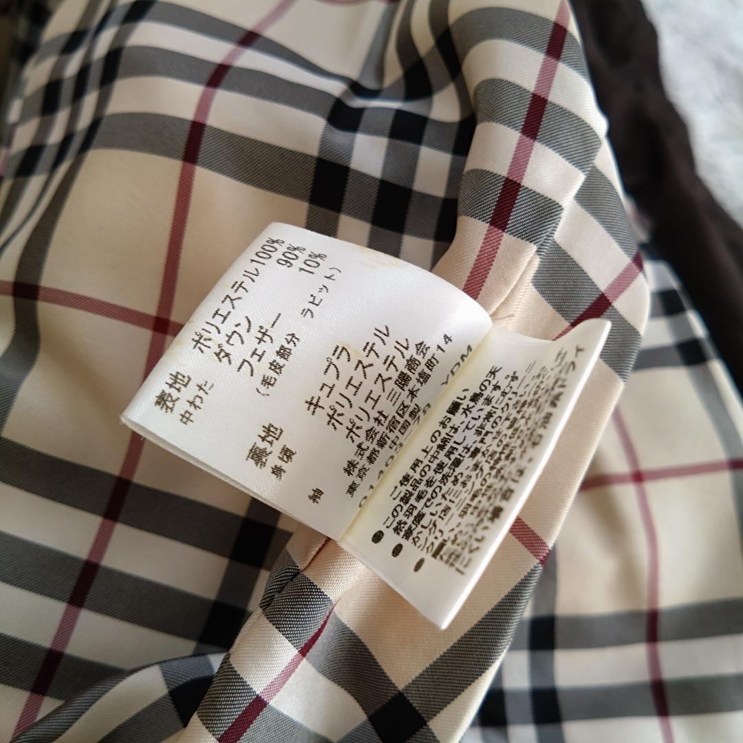 バーバリーロンドン ダウンJK 38 ノバチェック ラビット 三陽商会