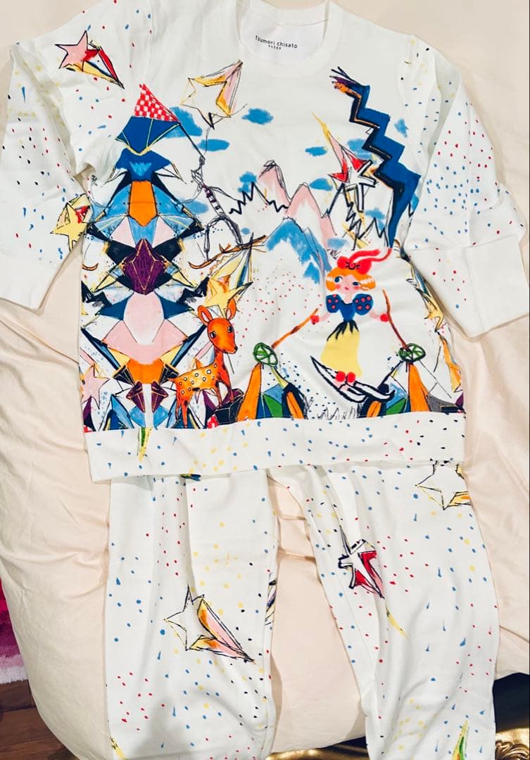18日迄★ツモリチサトスリープ★綿100%★裏起毛パジャマ★白雪姫柄★Lサイズ tsumori chisato SLEEP｜ツモリチサト スリープ パジャマ 綿100%(本体