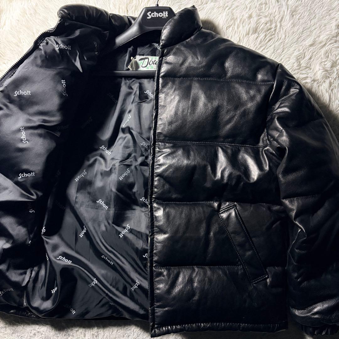 美品/希少□schott ダウンジャケット 214D 羊革 ブラック 42 - メルカリ
