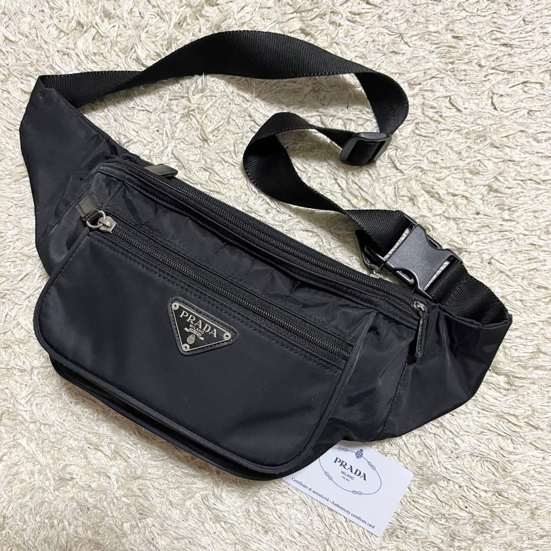 PRADA ボディバッグ ブラック 三角ロゴ テスートナイロン ウエストバッグ