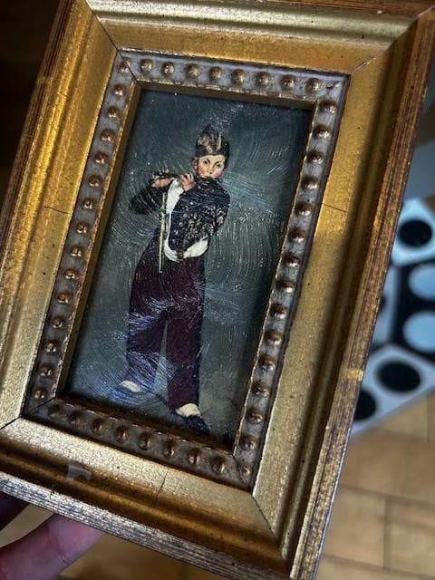 笛吹きの少年　ミニ絵画