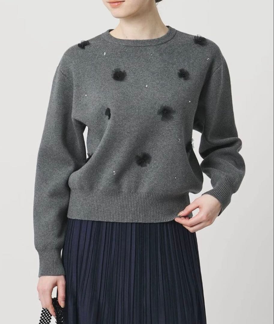 ユナイテッドアローズ コットンカシミヤビジューニット グレー 定価