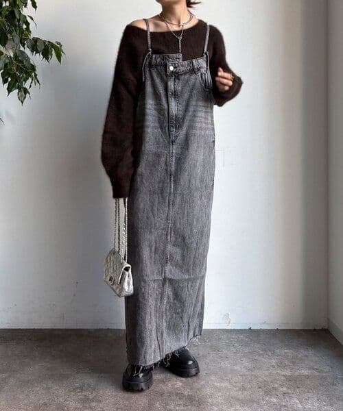 DouDou グレー デニムジャンスカ DouDou（ドゥドゥ） ワンピース リヨセルデニムジャンスカ : ZOZOTOWN