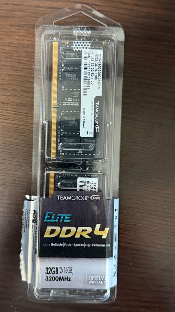 TEAM 16GB 2枚 計32GB DDR4 3200MHz メモリー - メルカリ