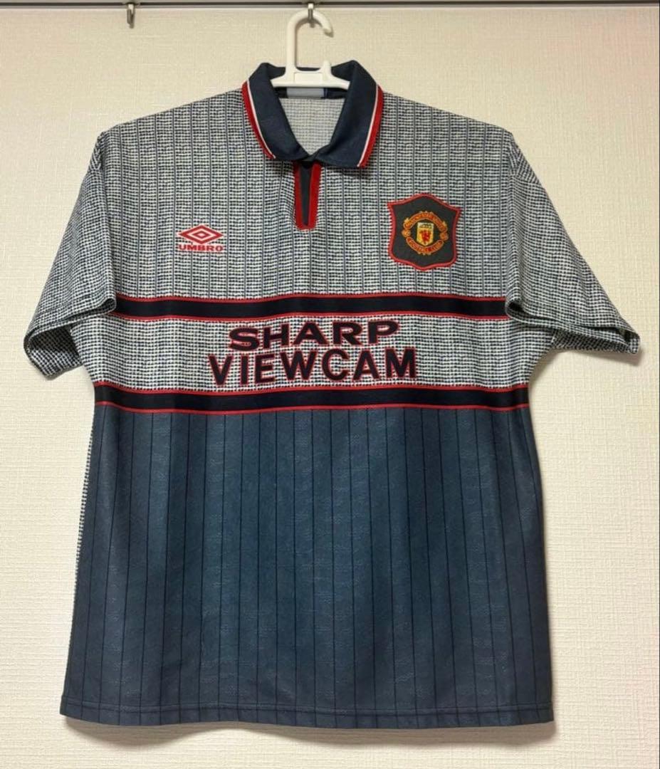 【激レア/当時物】マンチェスターU 95/96 アウェイ　UMBRO サイズL 1995-96 Manchester United Away Jersey Shirt Umbro Sharp Viewcam