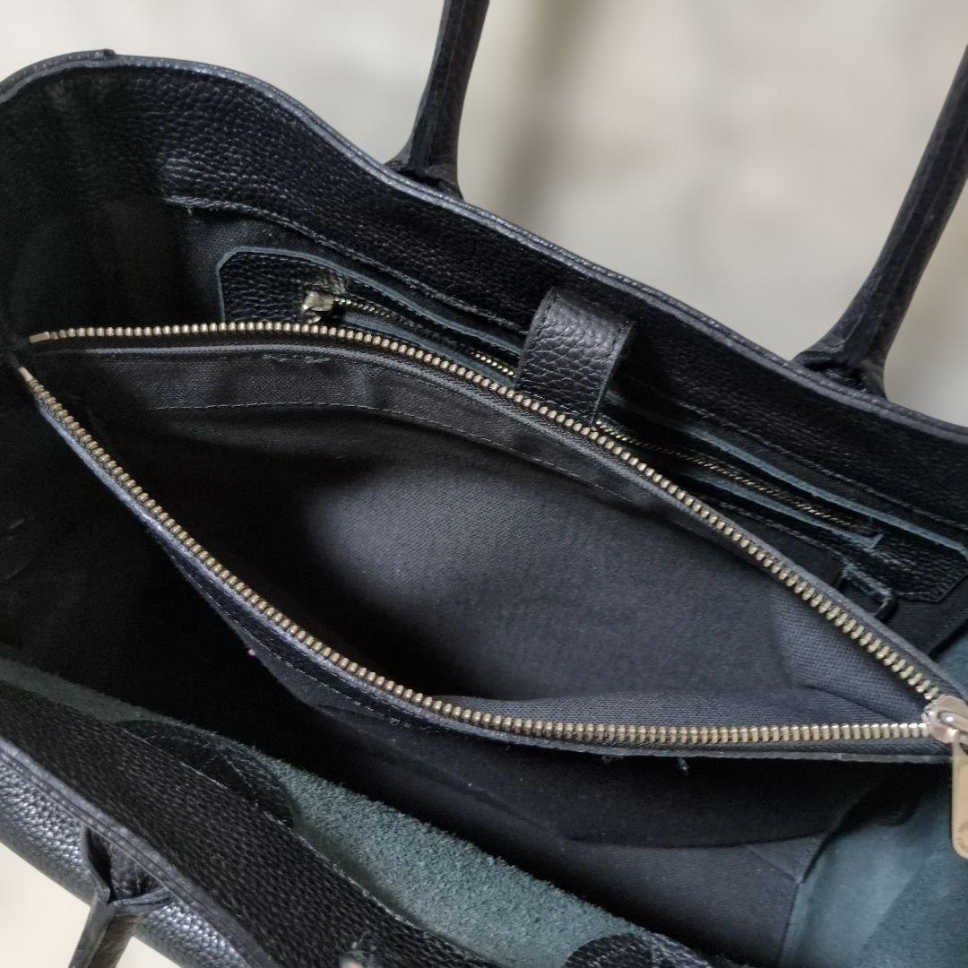 ひさ子様 ADMJ シボ革トートバッグ 2層 肩掛け可 ブラック A4収納