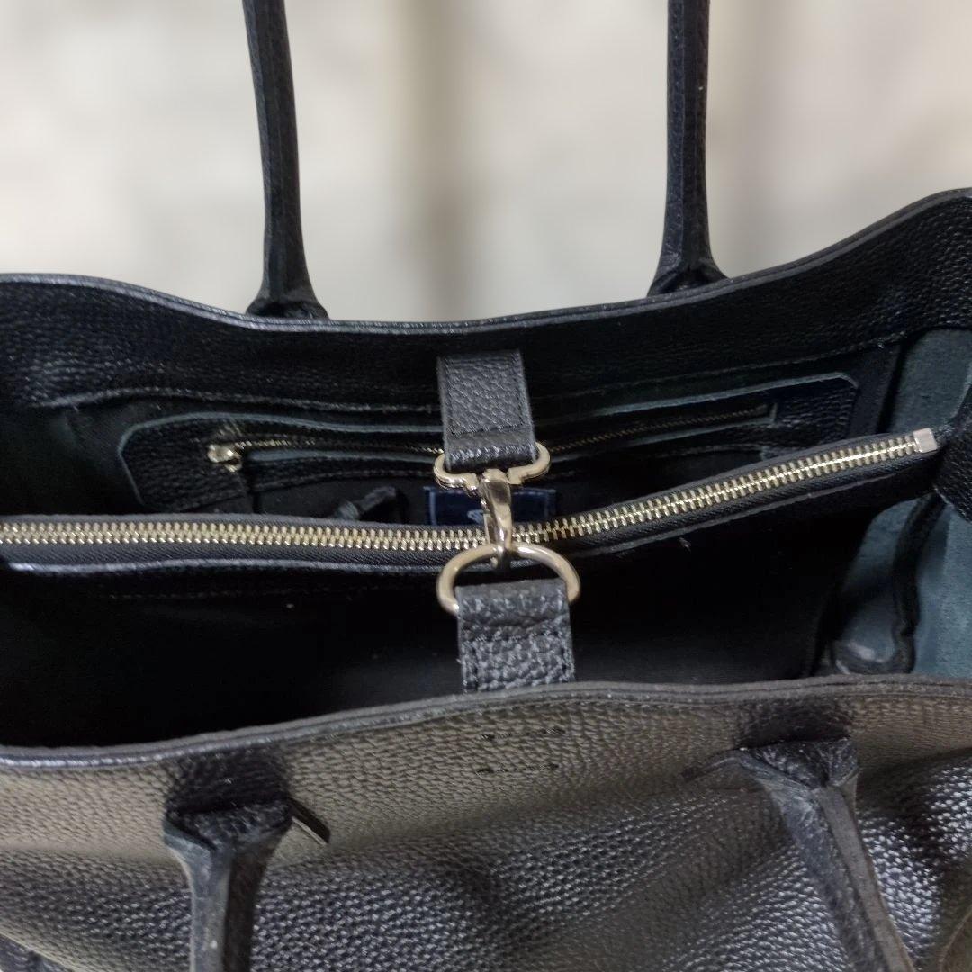 ひさ子様 ADMJ シボ革トートバッグ 2層 肩掛け可 ブラック A4収納