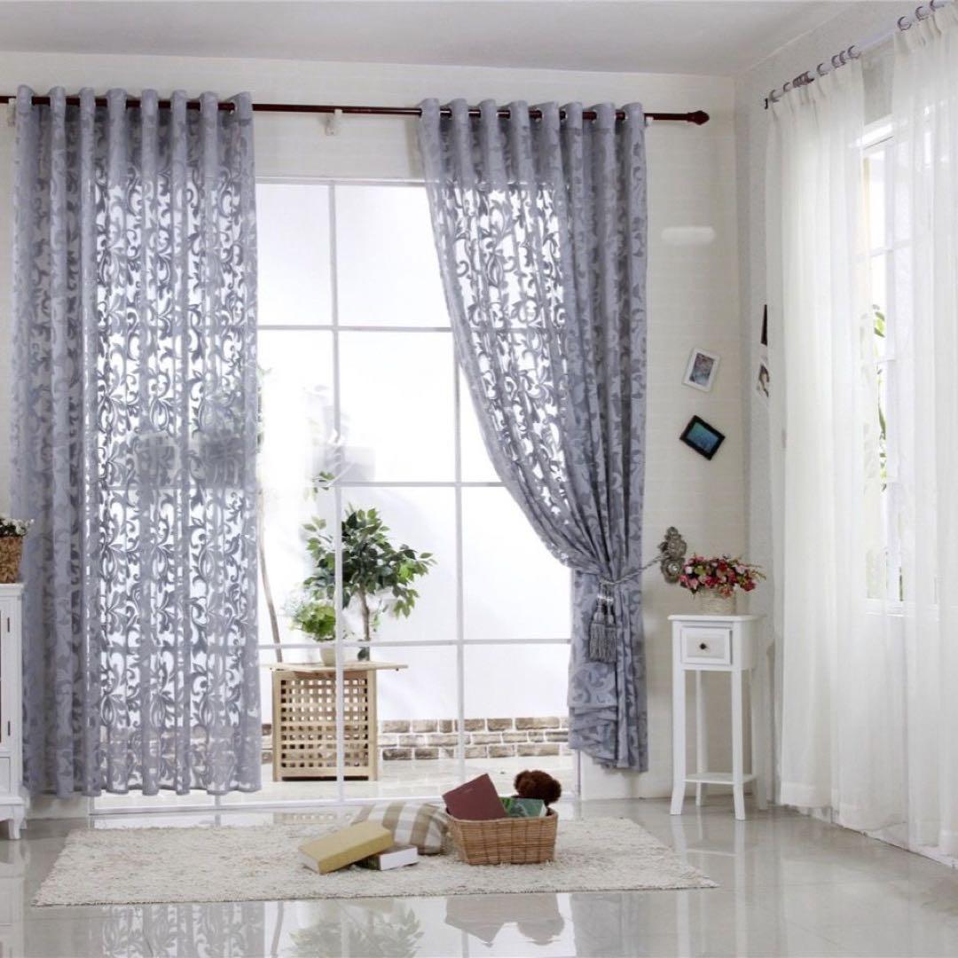 3）12番-グレー レースカーテン 目隠し 幅150cm 2枚組 - メルカリ