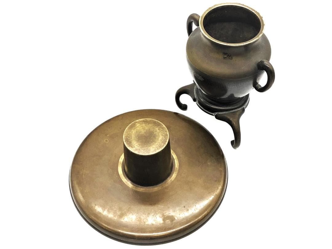 雷紋・和紋象嵌薄端 】 明治～昭和初期 手造彫金 鎌倉蔵出