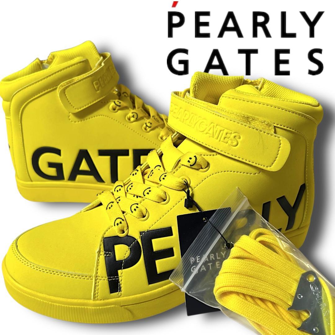 24cm パーリーゲイツ 053-0192312 ニコちゃん ゴルフシューズ 中古 パーリーゲイツ PEARLY GATES ゴルフシューズ 24cm イエロー