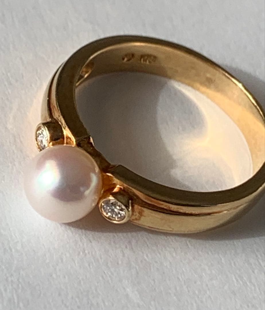 K18 TASAKI あこや真珠 ダイヤモンド0.09ctリング 5.07ｇ