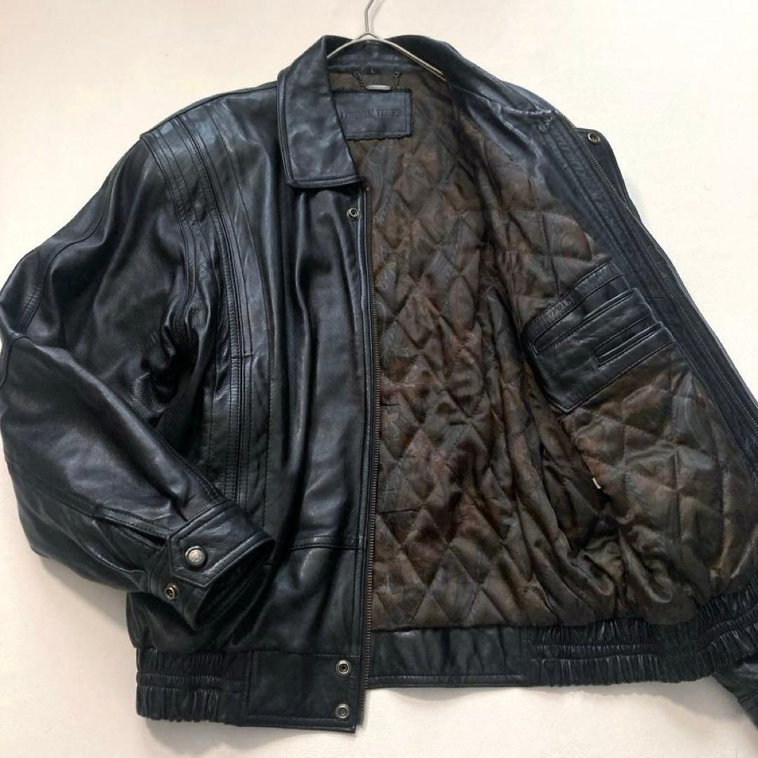 【RAYA】LIBERTE’ TEMPS 短丈レザージャケット 黒 L レザージャケット ライダース ヴィンテージライク ビッグ シルエット