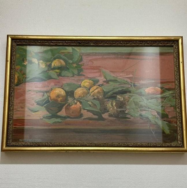 みかん　蜜柑 美術品　額装　油彩 絵画 油絵 サイズ約57.5×38×5cm 2f451ae1a72b990227b63604a86941