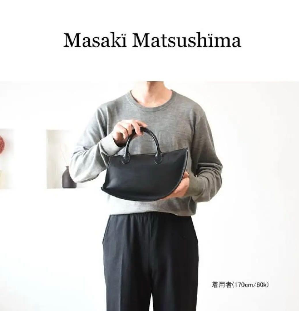 希少廃盤 マサキマツシマ ハンドバッグ カーフレザー 黒 変形 ロゴ金具