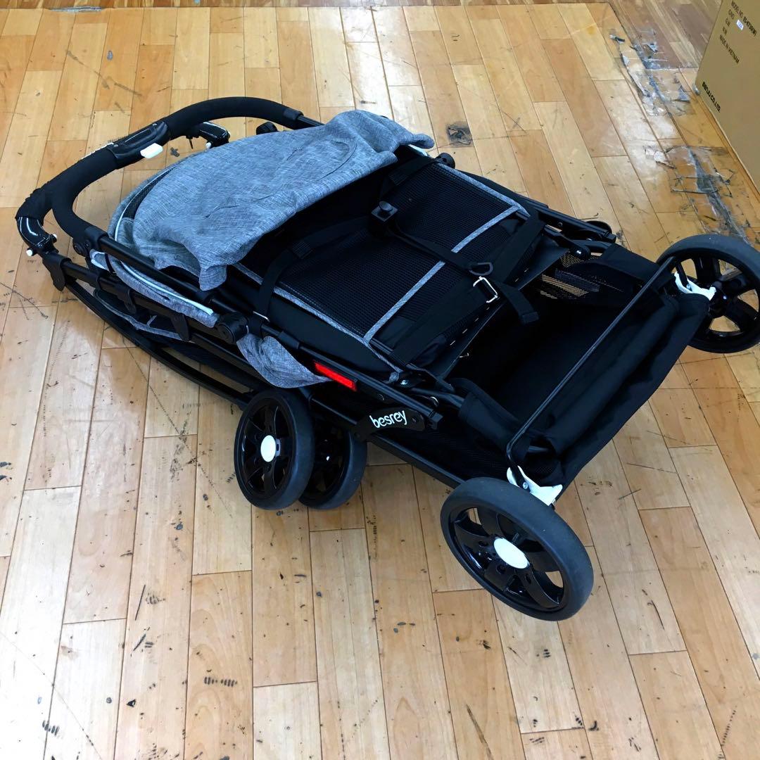besrey 2人乗りベビーカー BR-C708S ツインストローラー グレー