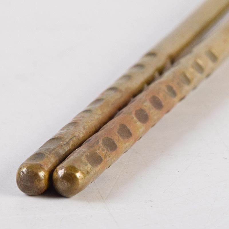 茶道具 釜師 十四代 大西清右衛門作 南鐐菊頭 真鍮火箸 共箱 M R9242