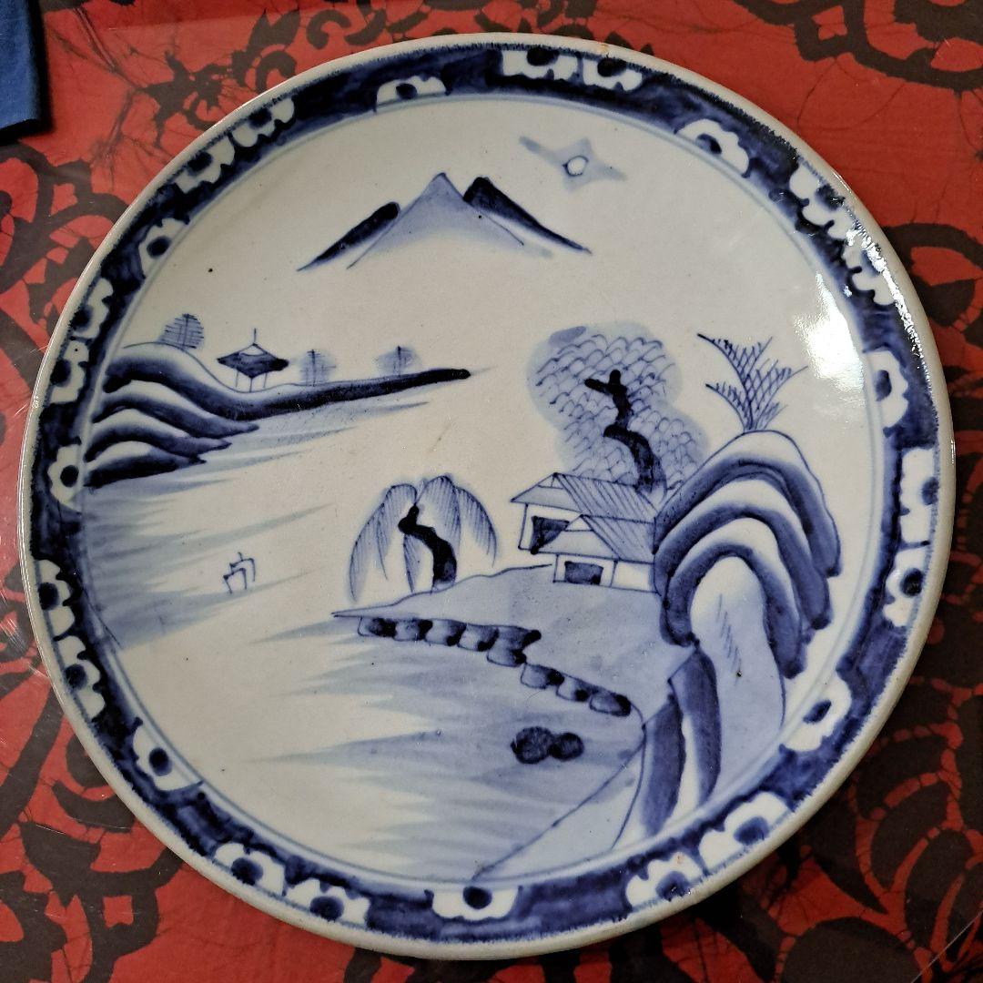 江戸中期 10寸皿 古伊万里染付 裏に吉(福)印有 30cm皿 - メルカリ