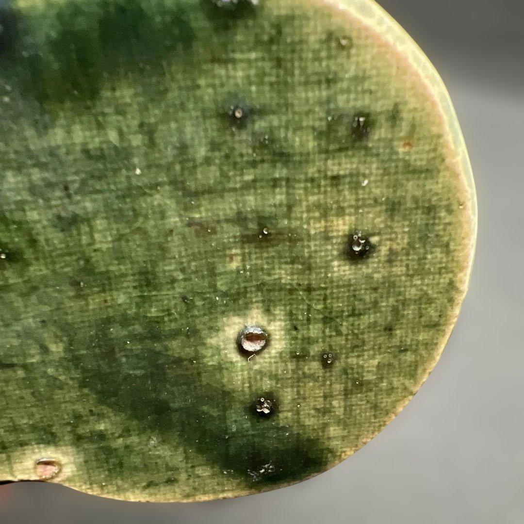 陶磁器 緑釉瓢型水滴 三支釘後あり 文房具 書道 時代品 東洋瓷器 中国