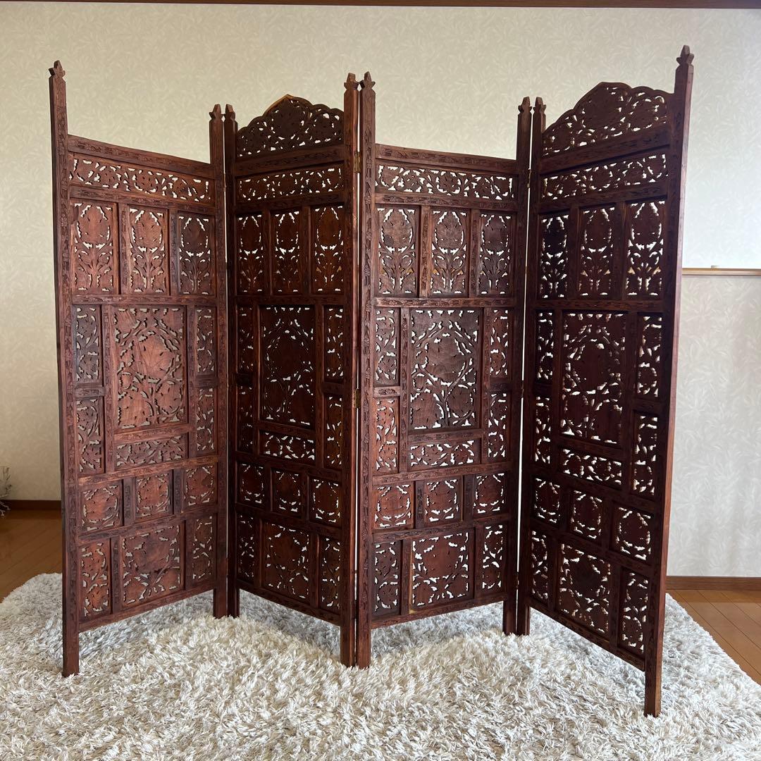 アジアン家具 彫り アンティーク パーテーション 木製 衝立 vintage imgrc0081714529.jpg