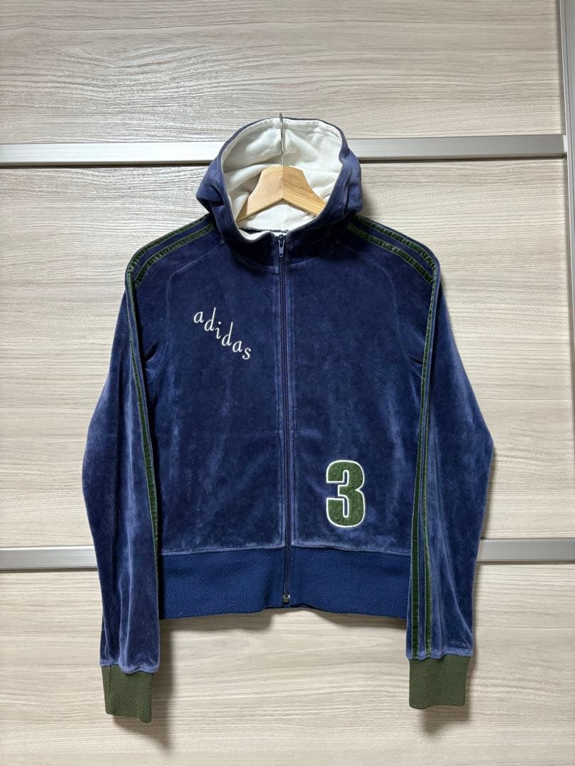 90s~00s adidas velour track jacket ネイビー - メルカリ