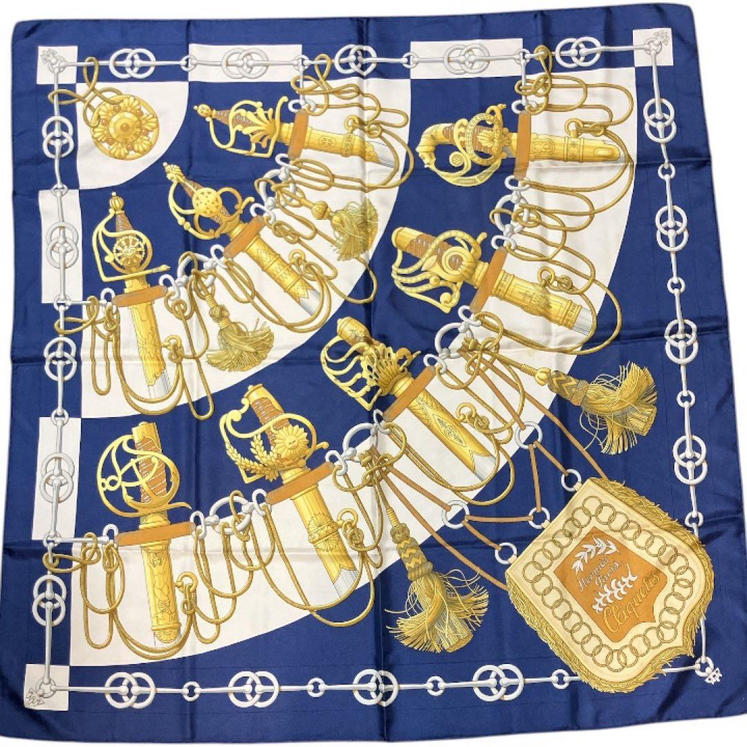 エルメス　カレ90「クリケティス」（Cliquetis）　スカーフ HERMES（エルメス） 本物 スカーフカレ カレ90 Cliquetis カチカチ 剣