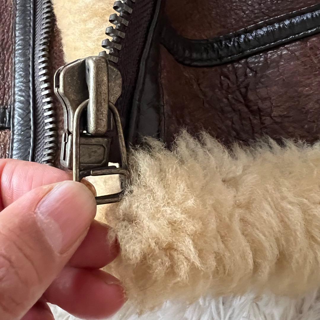 Bー3ラムレザー 本革フライトボアムートンジャケットブラウン90'00