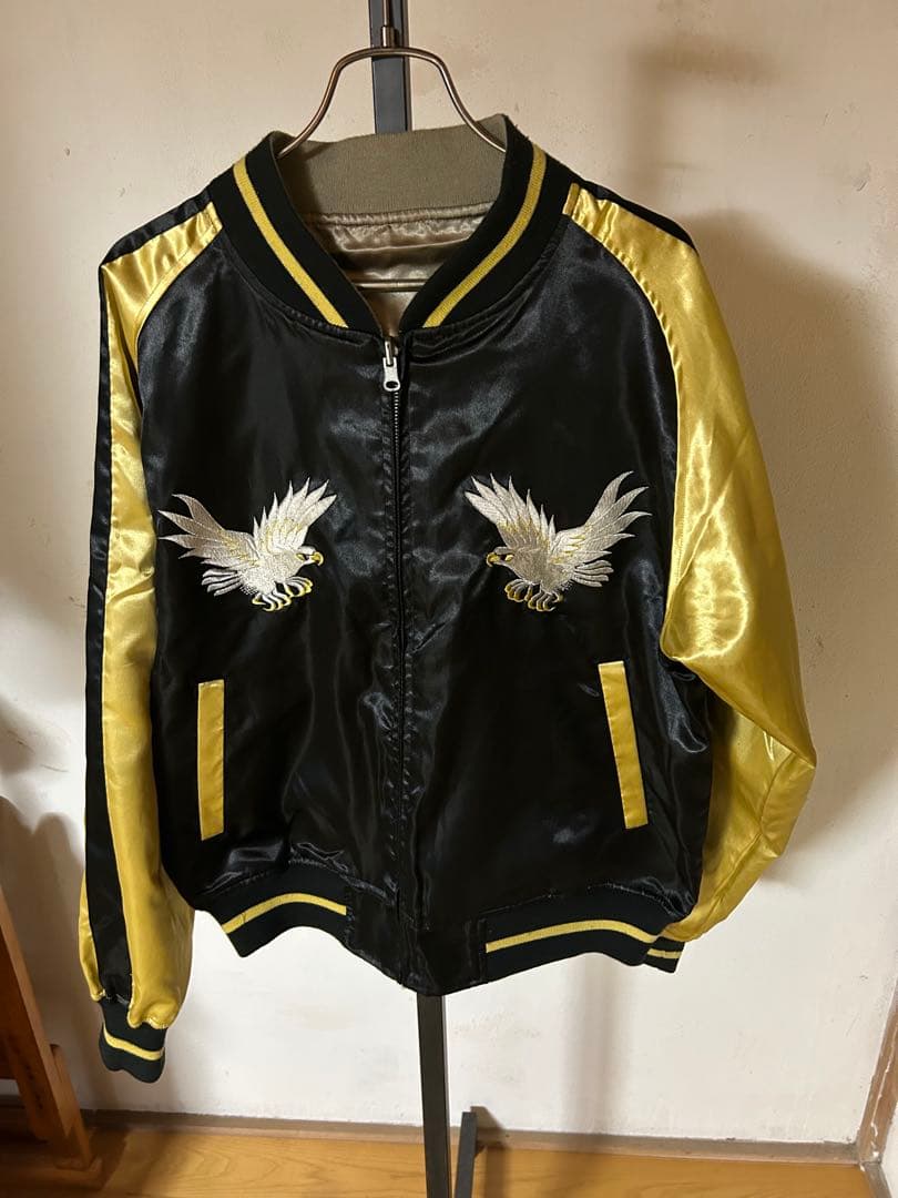 スカジャン NAGATASHO スカジャン リバーシブル 黒×金 刺繍 - メルカリ