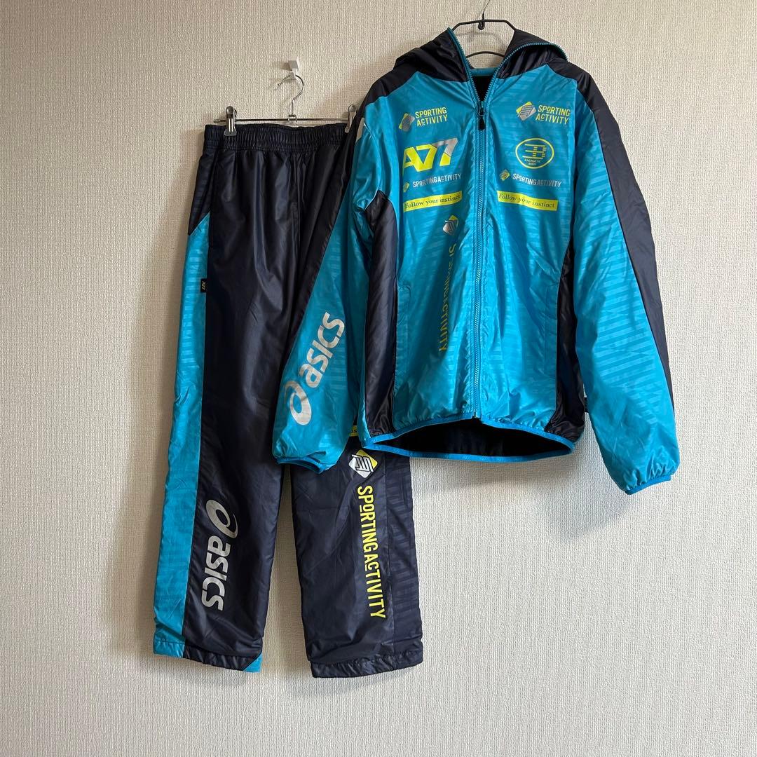 asics アシックスA77 ウインドブレーカー上下 セット 上下M 裏起毛