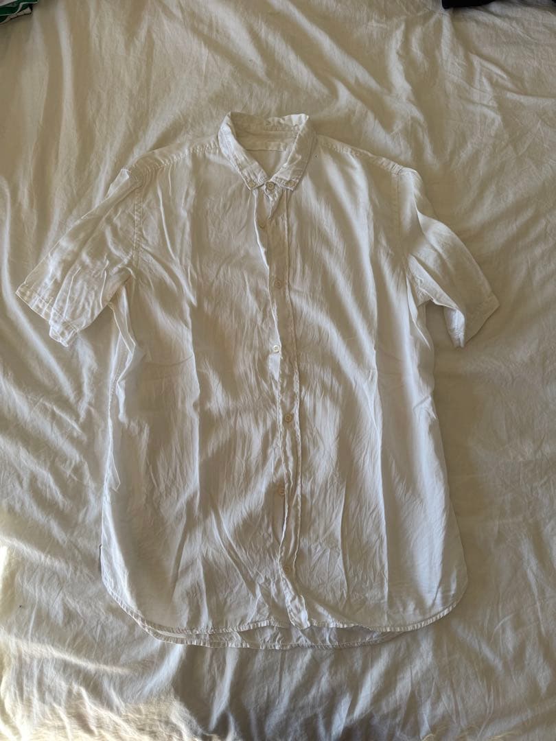 PRADA 半袖シャツ 白 ウエストリボン付き サイズ46 ak542 PRADA 半袖