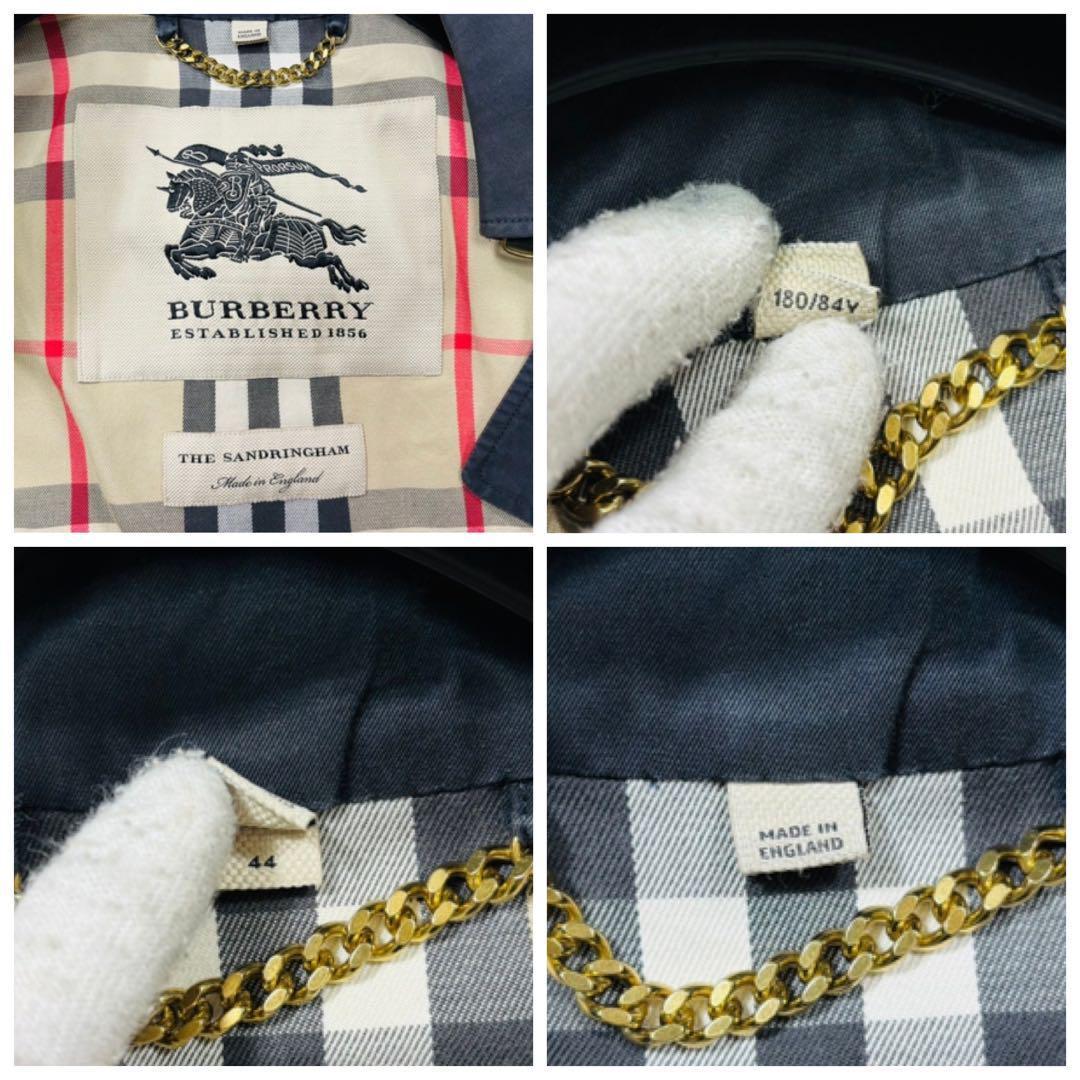 美品 バーバリー 現行 サンドリンガム トレンチコート 紺 ヘリテージ