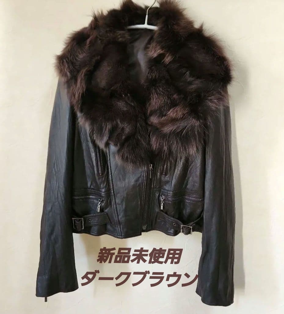 ライダースジャケット　レザー　ダブル　ファーベスト　羊革　ダークブラウン ラムレザー US ダブルライダースジャケット メンズ レザージャケット