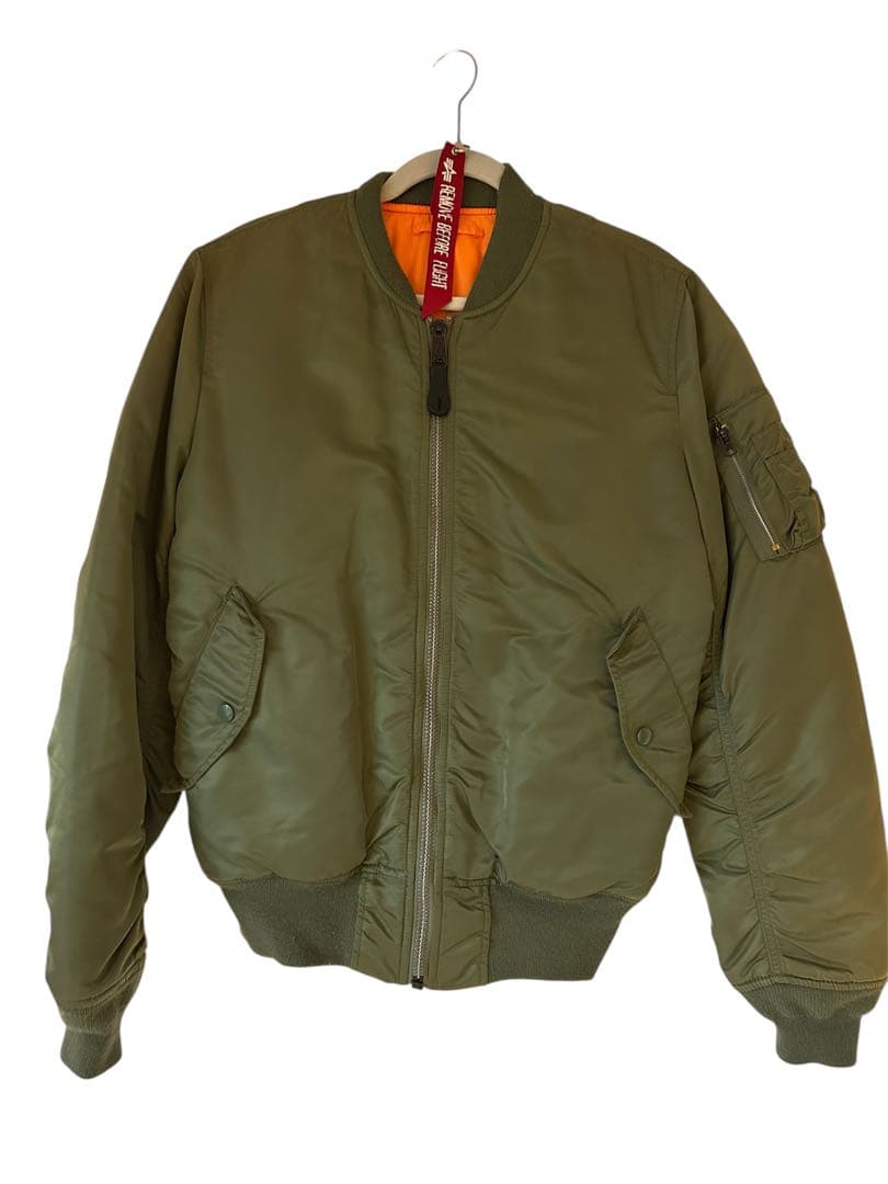 alpha MA-1ジャケット オリーブグリーン オレンジ裏地 - メルカリ