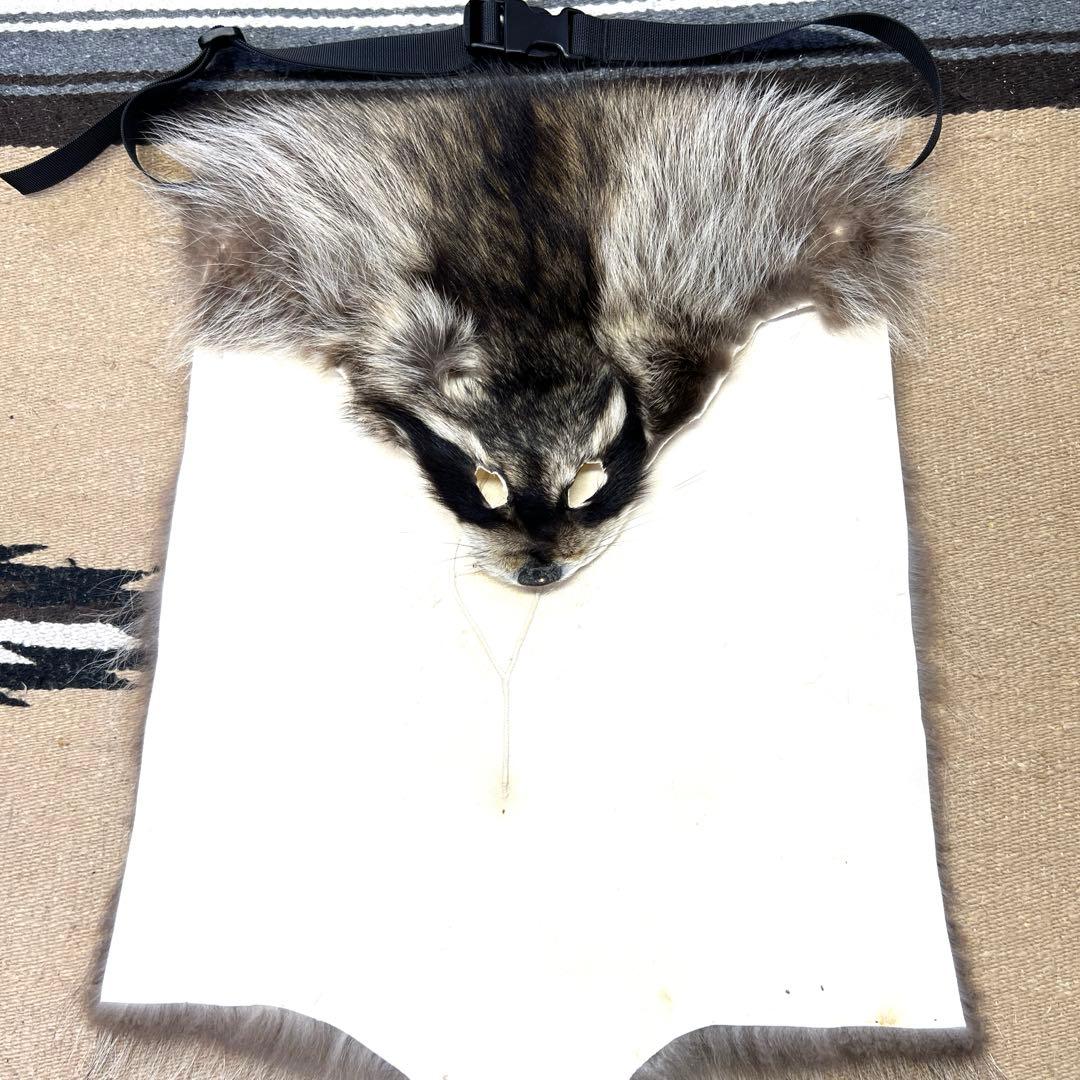 顔付 特大ラクーン アライグマ 尻あて腰当 登山 キャンプ スキー山伏