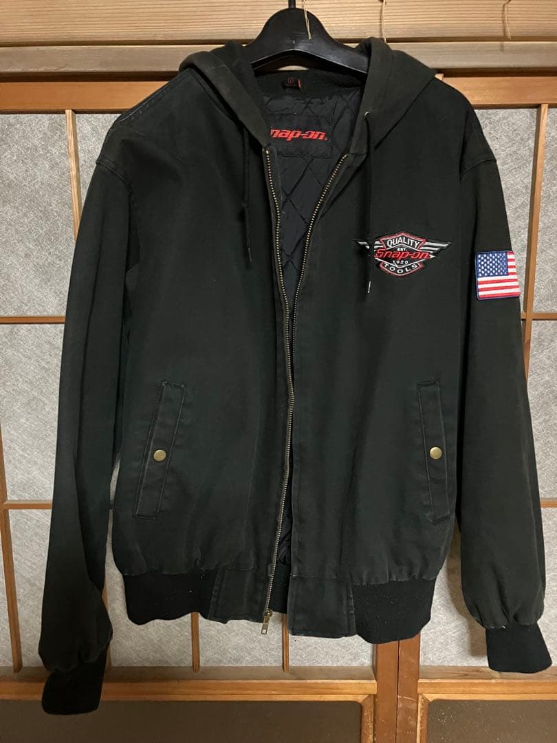 Snap-on フード付きジャケット 黒　サイズＬ Snap-on】スナップオン Tools Mechanic Hooded公式 ジャケット【XL