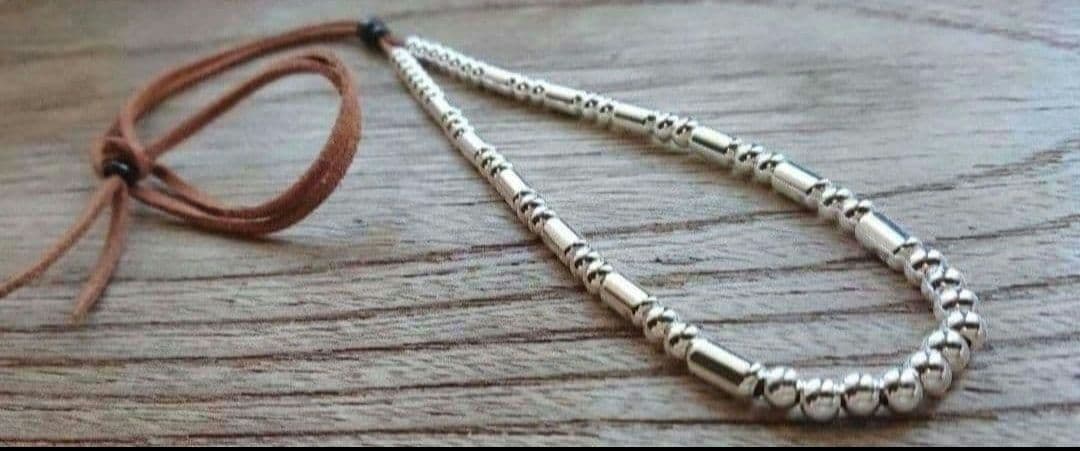 新品＊シルバー925 パイプビーズ ネックレス ゴローズ カスタム等に 革