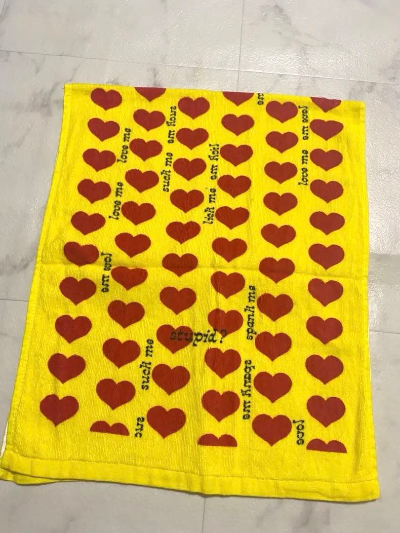 hideイエローハート柄ブラックハート柄タオルスポーツタオルフェイスタオルSET