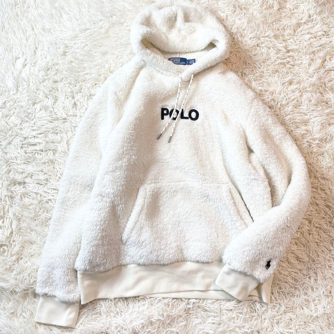 現行 ポロラルフローレン ボアパーカー ロゴ刺繍 ホワイト プル