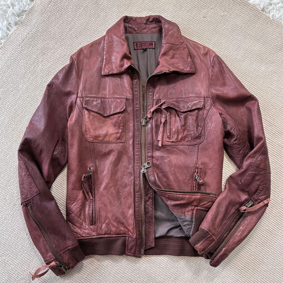 JOHNBULL ジョンブル ラムレザージャケット 羊革 革ジャン M 茶色