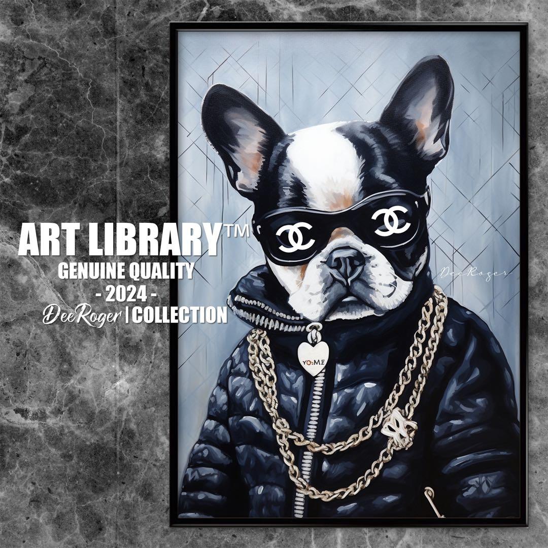 CHANEL ボストンテリア 犬 イラスト オマージュアートポスター A4