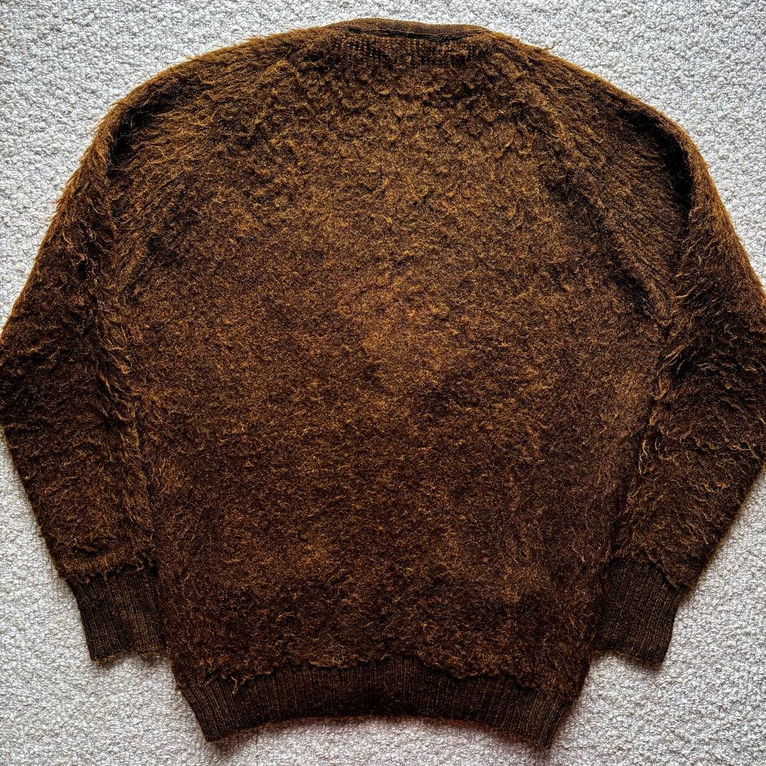 60s】 モヘアカーディガン 毛足長 ブラウン グランジ シャギー Sears