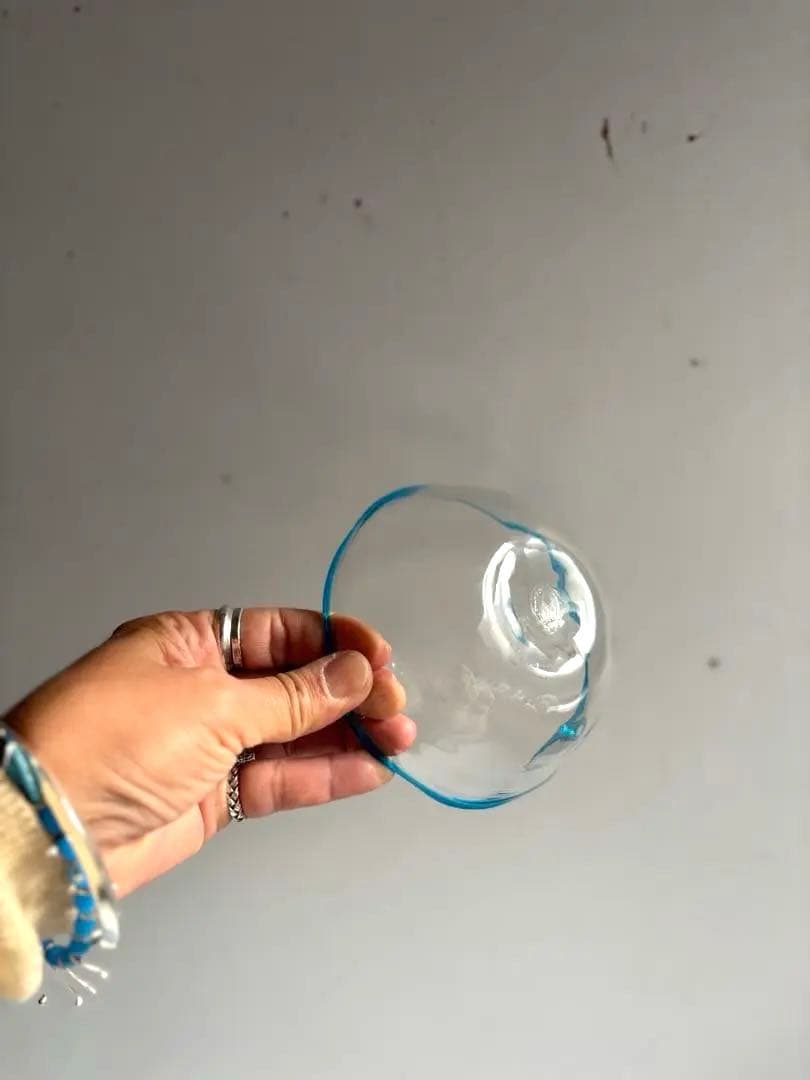 824 民芸 工芸 倉敷ガラス 色口巻き輪花小鉢 5枚組 ブルー 美品 - メルカリ