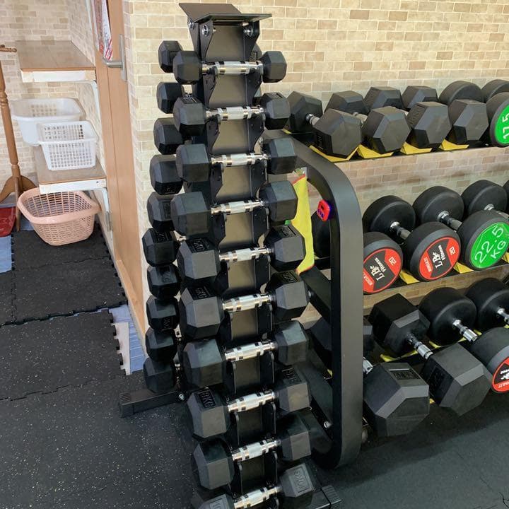 ダンベルスタンド& ヘックスラバーダンベル 1kgから10kg