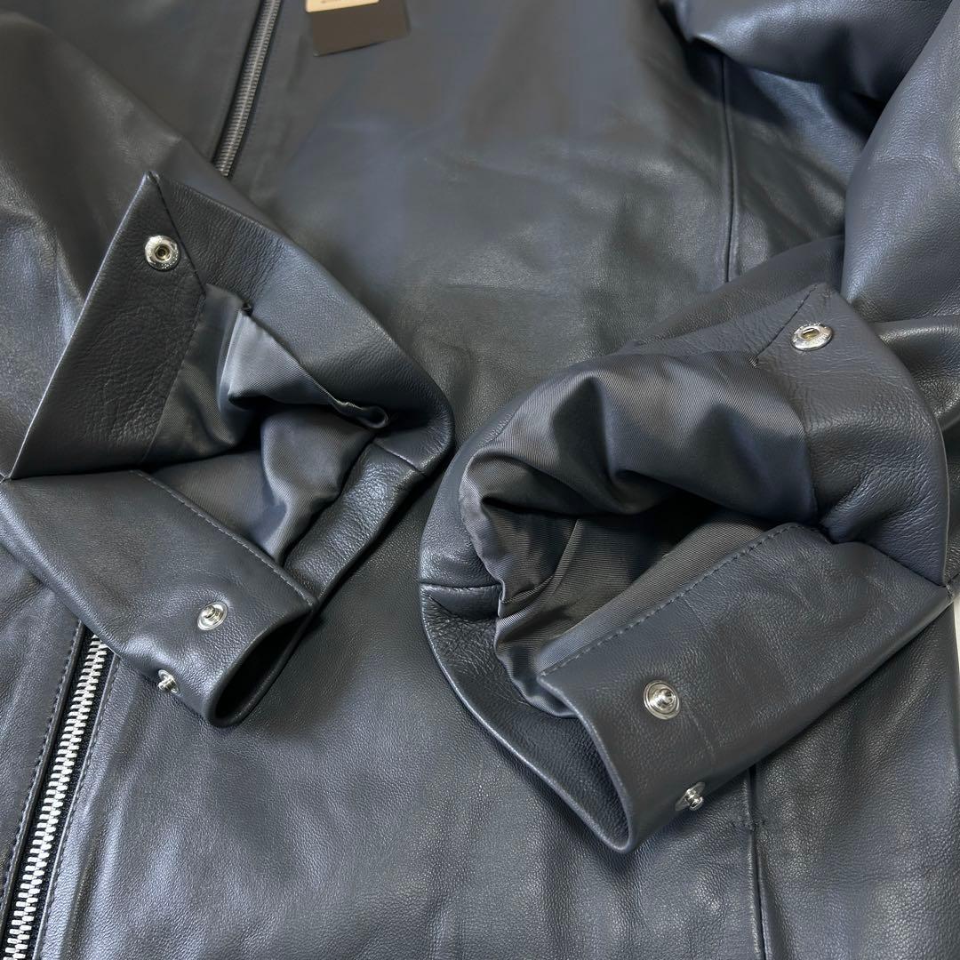 新品 未使用 25AWコムサメン ラムレザー シングルライダースジャケット